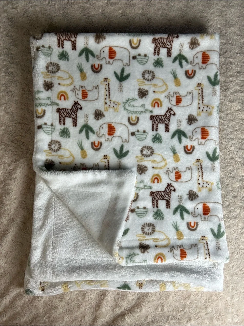 Modern Baby Safari Animals Baby Blanket Zebra Rainbow Elephant Giraffe Turtle